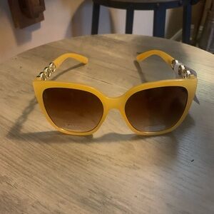 Nicole Miller Yellow Sunglasses with Gold Chain Temples